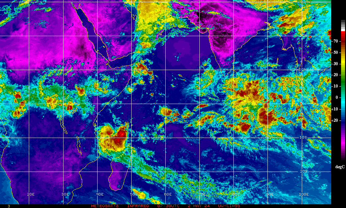 Image satellite WV centrée sur l'océan Indien ©CIMSS